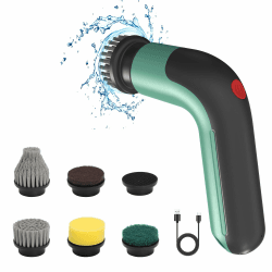 Elektrische Reinigungsbürste, Akku Reinigungsbürste, Handheld Power Spin Scrubber mit 5 Bürstenköpfen, 2 Modi, Electric Cleaning Brush für Haushalt, Badezimmern, Waschbecken, Fliesen, Küche F001-B