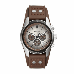 Fossil Coachman Uhr für Herren, Chronographenwerk mit Edelstahl- oder Lederarmband 45MM Braun
