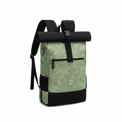 EverVanz Rolltop Laptop Rucksack -Tagesrucksack aus Leder und Polyester -Groß Rucksack Mit USB Ladeanschluss - Schulrucksack mit Laptopfach17 Zoll - Wasserabweisend Backpack für Damen & Herren 4.grün