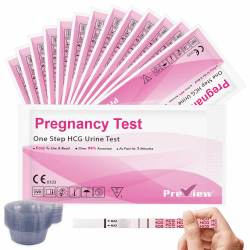 Preview 25 Schwangerschaftstest Frühtest Streifen 10 mIU/ml hCG Test zuverlässige Früherkennung mit 25 Urinbecher 1 stück (20er Pack)