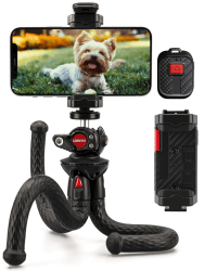 Lammcou Mini Stativ Kugelkopf Handy Stativ Flexibel mit Fernauslöser, Voll Schwenkbar Kugelneiger Stativkopf Octopus Gorilla Pod & Blitzschuh Handystativhalter, Klein Smartphone Tripod