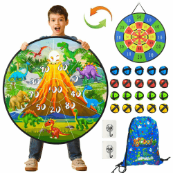 Akosuntoys Doppelseitige Kinder Dartscheibe, Montessori Spielzeug Dinosaurier, Spinnen oder klassisches Thema Dartscheibe Spiel - Geschenke & Spielzeug für 3 4 5 6 7 8 9 10 11 12 Jahren Jungen Mädchen Grüner