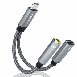 USB C auf 3,5mm Klinke Kopfhörer Adapter und Laden, 2-in-1 USB Typ C auf Klinke 3,5mm Aux Audio Adapter PD 60W Schnellladung Hi-Fi Dongle für Samsung Galaxy S23/S22/S21/S20, OnePlus, Note20/10, Pixel