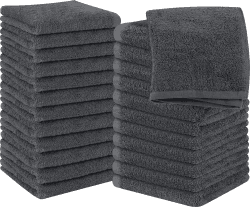 Utopia Towels - 24 Stück Seiftücher, 30x30 cm mit Aufhängeschlaufen, saugfähige Waschlappen zum Abwischen und Reinigen des Gesichts aus 100% Baumwolle (Grau) 30x30 cm (24 Stück) Grau