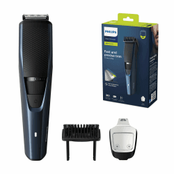 Philips Barttrimmer Series 3000 – Elektrischer Bartschneider für Herren mit Detail-Bartschneider, Lift und Trim-System, 90 Minuten Akkubetrieb und nur 1 Stunde Ladezeit (Modell BT3238/15) Series 3000 in blau + Detailtrimmer
