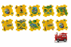 JAMARA 460303 - Puzzle Dynamic Zoo-Schienennetz robustem Kunststoff - puzzeln und auf Knopfdruck fährt der Zug die gebaute Eisenbahnstrecke selbstständig ab