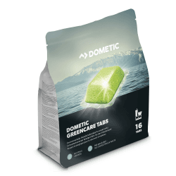 DOMETIC Green-Care Tabs fürs Camping-WC: Hochwirksamer Sanitär-Reiniger für die Chemie-Toilette. Zersetzt Fäkalien, verhindert unangenehme Gerüche, umwelt-schonende Alternative zu Sanitär-Flüssigkeit GreenCare Tabs Single