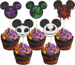 30 Stück Maus Inspiriert Halloween Tortendeko Glitzer Gruselige Maus Cupcake Toppers Happy Halloween Kuchen Deko for Baby Dusche Kinder Halloween Thema Geburtstag Party Torte Dekorationen Buntes Color-9