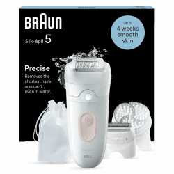 Braun Silk-épil 5, Epilierer Damen / Haarentferner für langanhaltende Haarentfernung, Trimmeraufsatz, Peelingaufsätz, Made in Germany, 5-060, Weiß/Flamingorosa + 3 Extras + Peelingaufsatz