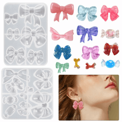 DeryArcle 2 Stück Silikonform Epoxidharz Schleife, Haarnadel Schmuck Formen, Ohrring Harzformen Gießform Bow Resin Mold für DIY Halskette Anhänger Kristall Charme Handwerk Typ 1