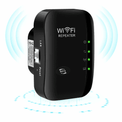WLAN Verstärker mit 300 Mbps,WLAN Repeater,WiFi Extender Booster 2,4GHz WiFi Extender mit Repeater/AP Modus und WPS-Funktion,Internet Verstärker bis zu 3000qm und 30 Geräte (Schwarz)