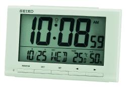 Seiko Clock Wecker digital weiß LCD QHL090W Standard Weiß