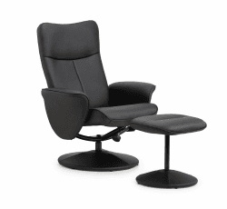 Julian Bowen Lugano Relaxsessel & Hocker, Schwarz Modern, zeitgemäß, bequem, minimalistisch