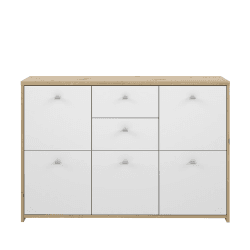 FORTE BEST CHEST Kommode mit 5 Türen und 2 Schubladen, Holzwerkstoff, Artisan Eiche / Weiß, 113.9 x 77.3 x 29.6 cm Artisan Eiche / Weiß SQNK233-C804