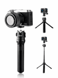 Lammcou Kompakt Kamera Stativ, Mini Tragbar Reisestativ mit Actioncan Stativhalterung, Klein Dreibeinstativ mit 23cm Verlängerungsstange für g7x Mark ii rx100 iv Alpha 6000 Hero 13 12 Vloging Tripod