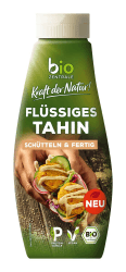 biozentrale flüssiges Tahin | 310 g | vegan & glutenfrei | in der Squeezeflasche, schütteln & fertig | Proteinquelle | als Topping für Bowls oder zum Verfeinern von Dips