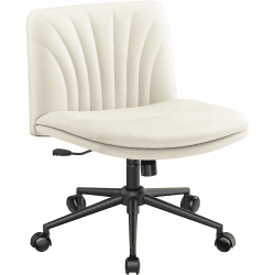 Marsail Schminktisch Stuhl Schminkhocker, Leder Bürostuhl für Wohnzimmer, Verstellbarer Schreibtischstuhl mit 64x48 cm Großem Kissen für Brotzeit Beige