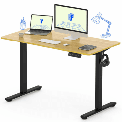 FLEXISPOT Höhenverstellbarer Schreibtisch Basic Plus 160x80cm-MASSIVE TISCHPLATTE-Memory-Handsteuerung-Sitz-Stehpult für Büro & Home-Office(ahorn, schwarz Gestell) 160 x 80 cm Ahorn+schwarz Gestell