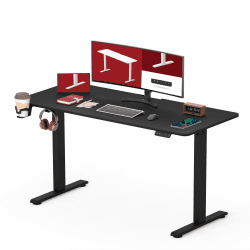 SANODESK Höhenverstellbarer Schreibtisch 110 x 60 cm mit KOMPLETTE TISCHPLATTE Schreibtisch Höhenverstellbar Elektrisch Ergonomischer Steh-Sitz Tisch Computertisch für Heimbüro Homeoffice(schwarz) 110 x 60 cm Schwarz+schwarz