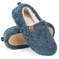 EverFoams Damen Warme Kunstwolle Memory Foam Voll Hausschuhe 39.5 EU Blau