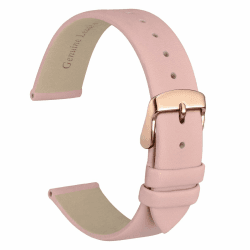 WOCCI Elegante Uhrenarmbänder, Ersatzbänder Echtem Leder, Edelstahlschnalle, 8mm 10mm 12mm 14mm 16mm 18mm 20mm 18mm Hellrosa (Roségoldener Schnalle)