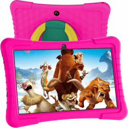 JJGJ Kinder Tablet 10 Zoll, Android 13 Tablet für Kinder, 8GB RAM 64GB ROM Kids Tablet mit 8000mAh, IPS HD Display, 5MP+8MP, WiFi, Bluetooth, Children's Tablet with Parental Control (Rosa)