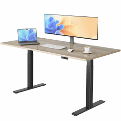 E.For.U® Höhenverstellbarer Schreibtisch 180x80 cm, 2 Motoren, Stabiler Schreibtisch Höhenverstellbar Elektrisch mit 2-Fach-Teleskop, 4 Memory-Steuerung, Mit Tischplatte (Schwarz + Nussbaum) Schwarz+nussbaum 180 x 80 cm