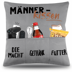 LIVESTN 45x45 cm Originelles Dekokissen Kissen männerkissen mit Taschen für Bier, Die Macht und Snacks Lustige Männer Kissenbezug für Männer Papa Geschenk zum Geburtstag Vatertag Weihnachten