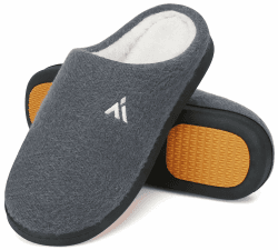 Mishansha Herren Damen Warme Hausschuhe Winter Memory Foam Plüsch Pantoffeln Rutschfest Slippers,Gr.36-48 38 EU Silber
