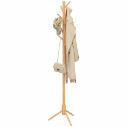 Exabang Garderobenständer Holz, Kleiderständer Jackenständer Kleiderständer Taschenständer Coat Rack Gardarobenstaender für Kleidung, Hüte, Taschen Natur