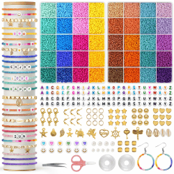 Amteker 18000 Perlen Zum Auffädeln 3mm, Armbänder Selber Machen 40 Farben, Schmuck Basteln Mädchen Geschenke für Mädchen, Perlen für Armbänder für Ohrringen, Halsketten und Armbändern Blau