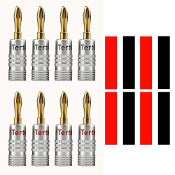 Tertullus 8 Stück bananenstecker 4mm vergoldet schraubbar hifi lautsprecher bananenstecker set Für Lautsprecherkabel UST-01