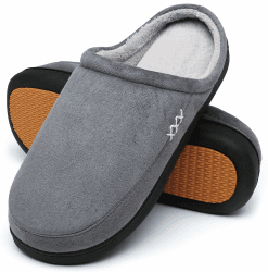 Mishansha Herren Damen Warme Hausschuhe Winter Memory Foam Plüsch Pantoffeln Rutschfest Slippers,Gr.36-48 38 EU Französisches Grau