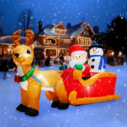 Danxilu 2 M Langer Aufblasbarer Weihnachtsmann auf Schlitten mit Schneemann und Rentier Außendekoration, Integrierte LED-Lichter Aufblasbare Hofdekoration für Garten Rasen Terrasse Weihnachtsdeko 6.6ft-santa Sled