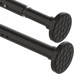 Gardinenstange ohne Bohren Ausziehbar Teleskopstange Vorhang Extra Dicke Duschvorhangstange Spannstange für Badezimmer,Schlafzimmer Schwarz(90-140CM Φ32mm) Schwarz 90-140CM