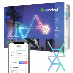 Nanoleaf Lines 60 Grad Starter Kit, 15 Smarten LED RGBW Lichtleisten - Modulare WLAN 16 Mio. Farben Wandleuchte Innen, Musik & Bildschirm Sync, Funktioniert mit Alexa Google Apple, für Deko & Gaming Starter Kit - 15 Lichtleisten