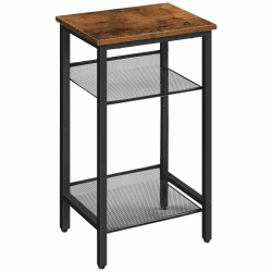 HOOBRO Beistelltisch, Telefontisch mit 2 verstellbaren Gitterablagen 38 x 28 x 74 cm, Sofatisch, Kaffeetisch, Industrie-Design, Dunkelbraun-Schwarz EBF01DH01G1 Dunkelbraun - Schwarz