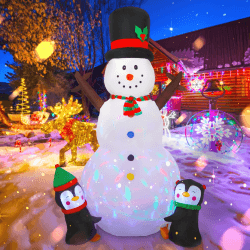 Vintoney 8ft/244cm Weihnachtsaufblasbares Schneemann Aufblasbares Rotierenden LED Lichtern Yard Dekoration Schneeball Schlauchboote Drinnen Draußen verbesserte Schneemann Weihnachtsdekorationen Weiß