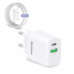 Qackenm 20W USB C Ladegerät mit 2M USB-C Kabel für iPhone 16/16 Pro/16 Pro Max/16 Plus, USB C Netzteil, Schnellladegerät, Stecker für iPhone 15/15 Pro/15 Pro Max/15 Plus/iPad Air/Pro/Mini (Weiß) 1-Pack Weiß