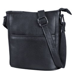 LEABAGS Leder Handtasche Damen I Premium Echtleder Umhängetasche I Schultertasche I Damentasche I Tragetasche für Arbeit Uni Schule Freizeit M Nappa Schwarz