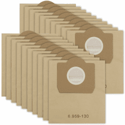 Fishoney 20 Stück WD3 Staubsaugerbeutel für Kärcher 6.959-130.0, Papier filterbeutel für WD3 1629 MV3 A2201/2204/2504/2554/2251/2604 Staubsauger Papierbeutel