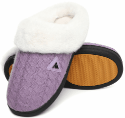 Mishansha Herren Damen Warme Hausschuhe Winter Memory Foam Plüsch Pantoffeln Rutschfest Slippers,Gr.36-48 43 EU Glyzinien