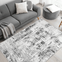 Vamcheer Teppich Wohnzimmer Kurzflor Moderner - Schlafzimmer Teppich Flauschiger,Waschbar Boho Teppich,Teppiche Groß für Arbeitszimmer, Büro,Super Weich, Anti-Rutsch,120x170 cm Beige/Grau Modern Grau 120 x 170 cm