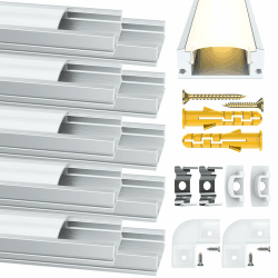 Angdarun LED Profil 10 Pack x 1M, LED Aluminium Profil U-Form,für Led Kanal/Led Schiene, mit Milchige Weiß Led Strip Abdeckung, Montagematerial für LED Streifen(LED Strips/Band bis 12 mm inkl) U-Profil 10*1M
