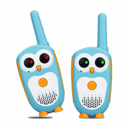 Retevis RT30 Walkie Talkie Kinder ab 3 Jahre,Einfach Eule LED-Augen,Geschenke Spielzeug für Mädchen Jungen, Große Reichweite Funkgeräte,Camping Familienspiel Weihnachts (Blau, 2 STK) Cartoon-Eule