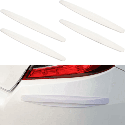 4 STÜCKE Universal Anti-Collision Patch Auto Stoßstange Schutzleiste Anti-Scratch Stoßstangenschutz 41x4.5cm Auto Stoßstangenschutz Stoßstangen Schutz Kohlefaser Schutzleiste (Weiß)