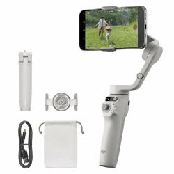 DJI Osmo Mobile 6, 3-Achsen-Handy-Gimbal, Objektverfolgung, integrierter Verlängerungsstab, tragbar und faltbar, Android- & iPhone-Gimbal, Vlogging-Stabilisator, YouTube TikTok Video,Platin-Grau