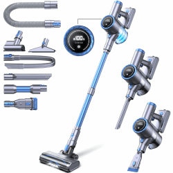 Greenote GSC60 Akku Staubsauger 33KPa, 10 in 1 Multi-Zubehör Kabelloser Staubsauger Bis zu 55 Min Laufzeit, Verlängerungsrohr, Display mit Kontrollanzeige, Polsterdüse, Flexibler Verlängerungsschlauch