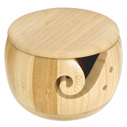 MeYuxg Garnschale, Garnschale für Wolle Stricken Zubehör mit Deckel Garnschale Holz, Gelten Stricken und Häkeln von Wolle Aufbewahrung Verhindern Sie, DASS Sich Wolle verknotet Yarn Bowl Bambusholzfarbe