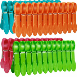 Wäscheklammern Bunt | 52 Stück Stabile Plastik Klammern Kunststoff für Wäscheleine - Windfest für Handtuch, Kleidung | ca.70x25x15mm